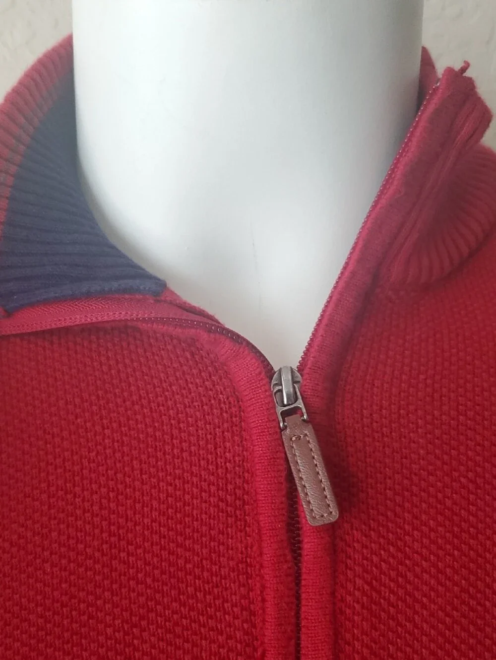 Club Room Men’s XL Red Quarter Zip Textured Cotton Pullover Sweater